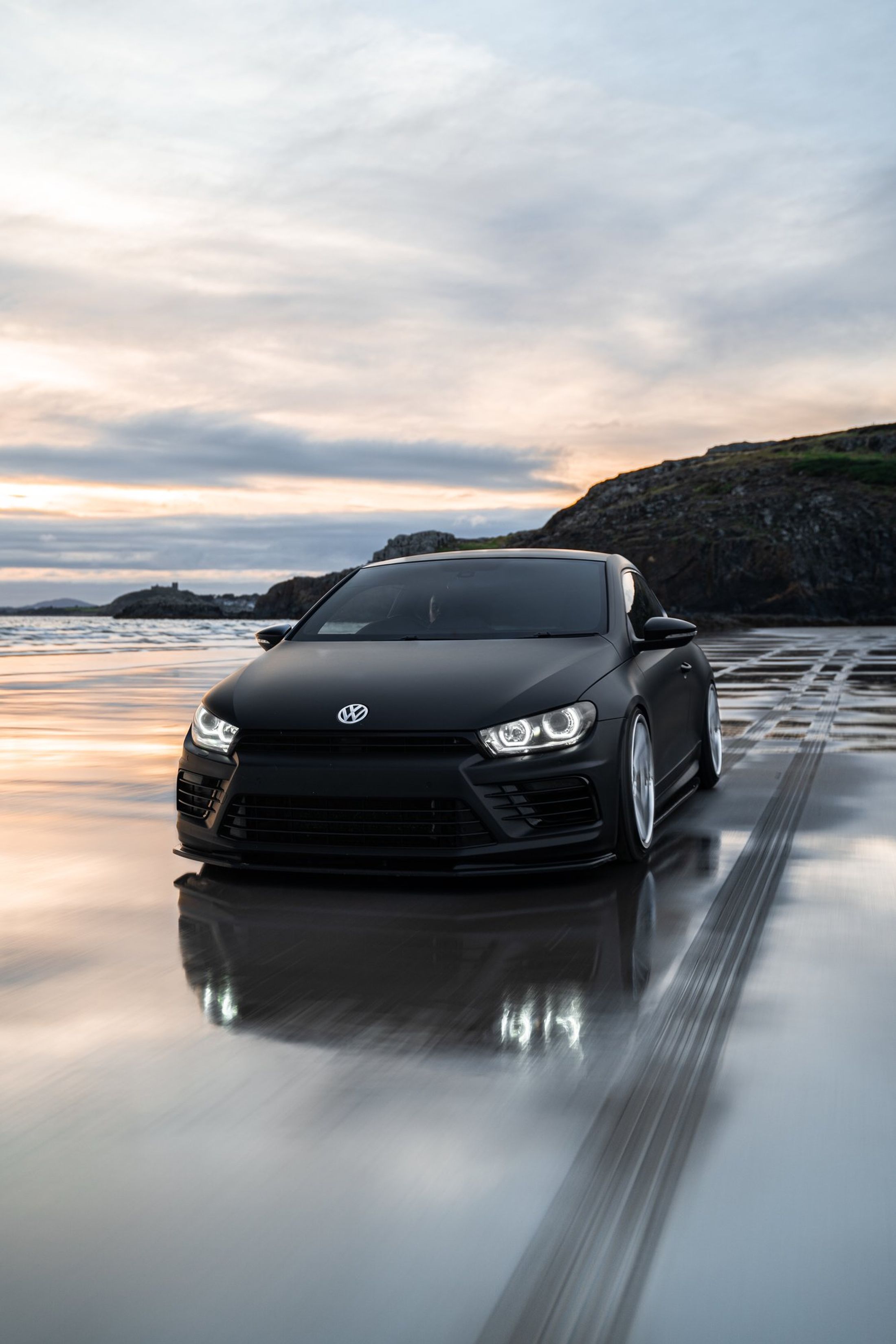 Matte black Volkswagen Scirocco wrapped by London Tint Studio