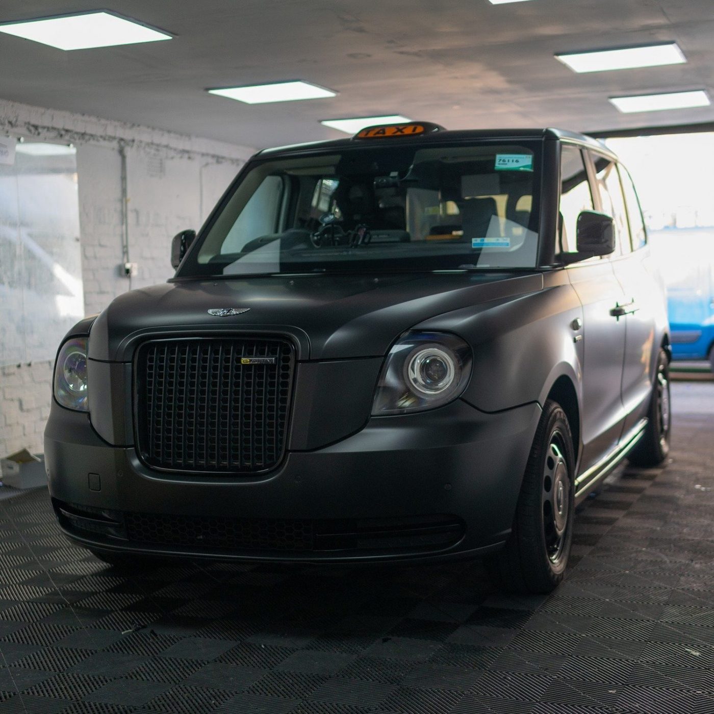 LEVC London taxi wrapped in satin black at London Tint Studio